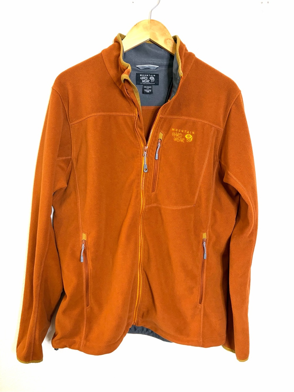 Mountain Hardwear Men's Burnt Orange Fleece Zip Jacket sz L softshell hiking